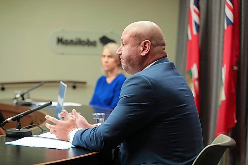 RUTH BONNEVILLE / WINNIPEG FREE PRESS

Local - COVID update 

Dr. Brent Roussin, Manitoba's chief public health officer and Lanette Siragusa Chief Nursing Officer answer questions from the media during COVID briefing at the Legislative Building Monday. 

Nov 16th,  2020