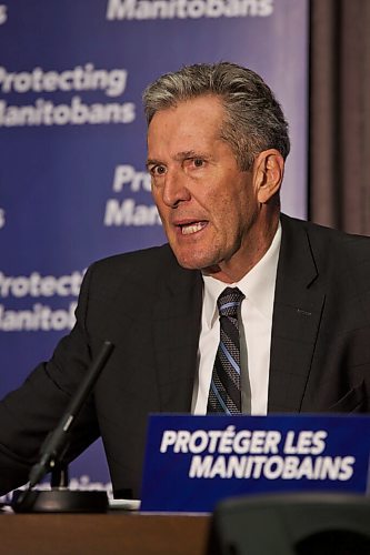 MIKE DEAL / WINNIPEG FREE PRESS
Premier Brian Pallister announces that the province has signed a contract with G4S Canada to boost COVID-19 public health order enforcement efforts as well as a COVID Tip Line that people can call if they see people breaking the code red rules. 
201117 - Tuesday, November 17, 2020.