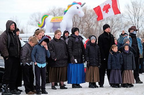 Daniel Crump / Winnipeg Free Press. Members of a christian group attend the Hugs Over Masks anti-mask rally at AD Penner Park in Steinbach, Manitoba. November 14, 2020.