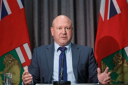 MIKE DEAL / WINNIPEG FREE PRESS
Dr. Brent Roussin, chief provincial public health officer, during the COVID-19 update at the Manitoba Legislative building Tuesday afternoon.
201117 - Tuesday, November 17, 2020.