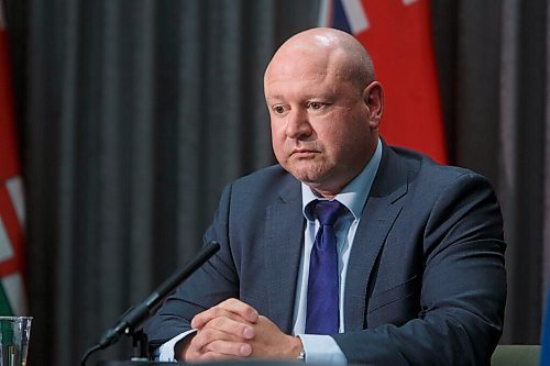 MIKE DEAL / WINNIPEG FREE PRESS
Dr. Brent Roussin, chief provincial public health officer, during the COVID-19 update at the Manitoba Legislative building Tuesday afternoon.
201117 - Tuesday, November 17, 2020.