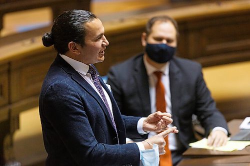 MIKE DEAL / WINNIPEG FREE PRESS
Leader of the Opposition NDP Wab Kinew talks during question period in the Manitoba Legislative Assembly, Tuesday afternoon.
201117 - Tuesday, November 17, 2020.