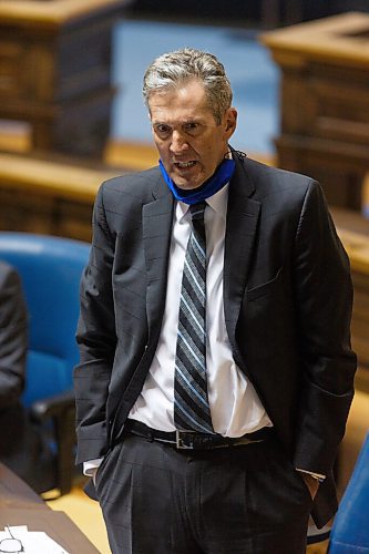 MIKE DEAL / WINNIPEG FREE PRESS
Premier Brian Pallister talks during question period in the Manitoba Legislative Assembly, Tuesday afternoon.
201117 - Tuesday, November 17, 2020.