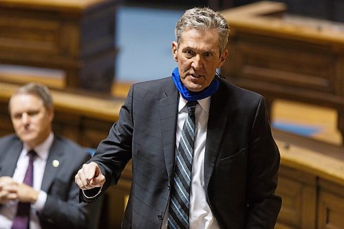 MIKE DEAL / WINNIPEG FREE PRESS
Premier Brian Pallister talks during question period in the Manitoba Legislative Assembly, Tuesday afternoon.
201117 - Tuesday, November 17, 2020.