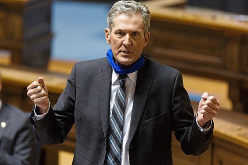 MIKE DEAL / WINNIPEG FREE PRESS
Premier Brian Pallister talks during question period in the Manitoba Legislative Assembly, Tuesday afternoon.
201117 - Tuesday, November 17, 2020.