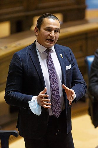 MIKE DEAL / WINNIPEG FREE PRESS
Leader of the Opposition NDP Wab Kinew talks during question period in the Manitoba Legislative Assembly, Tuesday afternoon.
201117 - Tuesday, November 17, 2020.