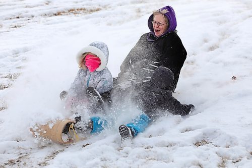 RUTH BONNEVILLE / WINNIPEG FREE PRESS

Local - Sno much fun! Standup

A young-at-heart grandmother has some fun in the snow with her two grandkids while tobogganning at Victoria Jason Park in Transcona Friday.  

(Didn't provide names, just allowed me to capture photos)

Nov 20th,  2020
