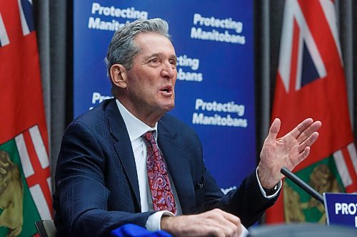 MIKE DEAL / WINNIPEG FREE PRESS
Premier Brian Pallister provids an update on efforts to beef up enforcement of public-health orders in wake of the COVID-19 pandemic Tuesday morning at the Manitoba Legislative building.
201124 - Tuesday, November 24, 2020.