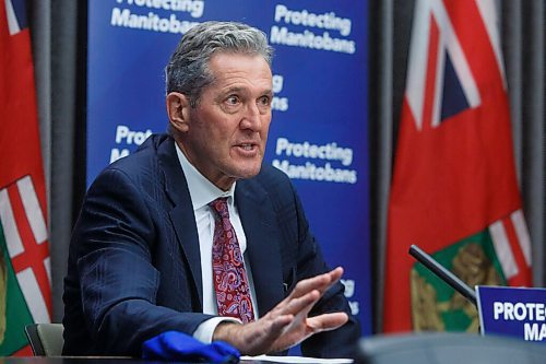 MIKE DEAL / WINNIPEG FREE PRESS
Premier Brian Pallister provids an update on efforts to beef up enforcement of public-health orders in wake of the COVID-19 pandemic Tuesday morning at the Manitoba Legislative building.
201124 - Tuesday, November 24, 2020.