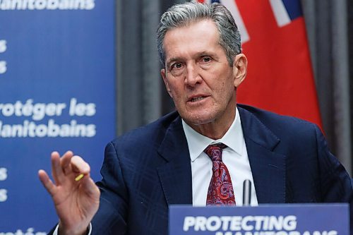 MIKE DEAL / WINNIPEG FREE PRESS
Premier Brian Pallister provids an update on efforts to beef up enforcement of public-health orders in wake of the COVID-19 pandemic Tuesday morning at the Manitoba Legislative building.
201124 - Tuesday, November 24, 2020.