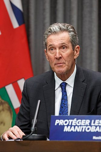 MIKE DEAL / WINNIPEG FREE PRESS
Premier Brian Pallister speaks during a COVID-19 enforcement update Tuesday morning at the Manitoba Legislative building.
201201 - Tuesday, December 01, 2020.