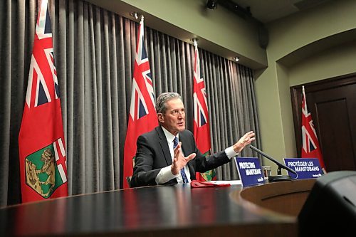 RUTH BONNEVILLE / WINNIPEG FREE PRESS

LOCAL - Pallister Press 

Manitoba Premier, Brian Pallister, holds media conference at the Legislative Building Thursday. 

Dec 2nd. 2020