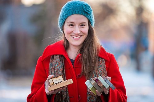 MIKAELA MACKENZIE / WINNIPEG FREE PRESS

Rebecca Haverluck, owner of Art Soap Life, poses for a portrait with her products in her front yard in Winnipeg on Thursday, Dec. 3, 2020. She is one of the vendors on the new site goodlocal.ca, a website dedicated to selling local Manitoba products, which had to halt all orders because they couldnt keep up with demand. For Cody story.

Winnipeg Free Press 2020
