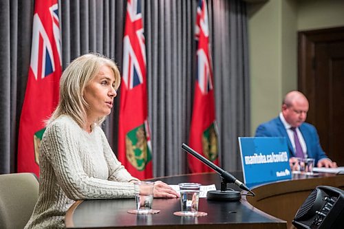 MIKAELA MACKENZIE / WINNIPEG FREE PRESS

Dr. Brent Roussin, chief public health officer, and Lanette Siragusa, chief nursing officer, provide their COVID-19 update at the Manitoba Legislative Building in Winnipeg on Monday, Dec. 7, 2020. For Larry Kusch story.

Winnipeg Free Press 2020