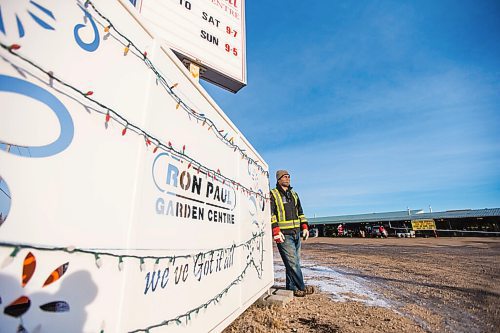 MIKAELA MACKENZIE / WINNIPEG FREE PRESS

Ray DuBois, owner of Ron Paul Garden Centre, poses for a portrait in the empty space where the Christmas tree lot used to be in Winnipeg on Monday, Dec. 7, 2020. He sold out Saturday and has never seen anything like it. For Doug Speirs story.

Winnipeg Free Press 2020