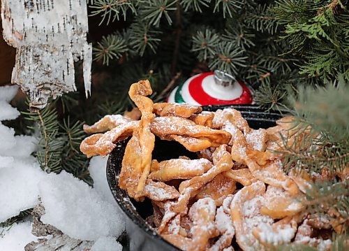 RUTH BONNEVILLE / WINNIPEG FREE PRESS

ENT  - holiday recipes - Wendy May

Wendy May is the owner of the Oakwood Cafe and she has submitted her grandma's Polish Chrust recipe (it's a deep-fried pastry dusted with sugar). The recipe comes from her Grandma's handwritten cookbook, which Wendy inherited when she passed away in 2000. 

Photo of dish of Polish Chrust amidst Christmas greenery. 

Story:  I've asked local chefs/restaurant owners to submit their favourite family holiday recipes and the stories behind them for an upcoming food feature. 


Eva Wasney story.

Dec 8th,. 2020
