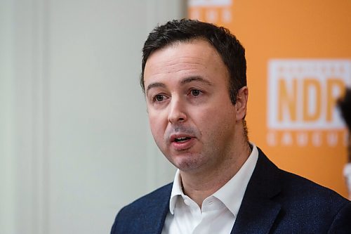 MIKE DEAL / WINNIPEG FREE PRESS
Adrien Sala, NDP MLA for St James, during a call for support for health care workers that was held in the NDP Caucus Office Wednesday morning.
201209 - Wednesday, December 09, 2020.