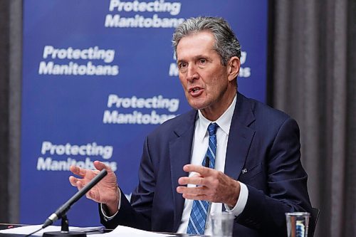 MIKE DEAL / WINNIPEG FREE PRESS
Premier Brian Pallister and Dr. Brent Roussin, chief provincial public health officer, announce that the province will begin to implement its COVID-19 vaccination plan as early as next week, once the first doses of the Pfizer vaccine supplied by the federal government arrive in the province.
201209 - Wednesday, December 09, 2020.