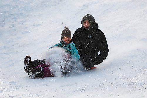 JOHN WOODS / WINNIPEG FREE PRESS
Bella and her dad Tino Xu were out sledding at Assiniboine Park Sunday, December 13, 2020. 

Reporter: Standup
