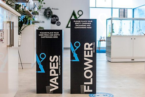 MIKAELA MACKENZIE / WINNIPEG FREE PRESS

New recycling boxes for cannabis packaging and vape pen cartridges at the Kenaston Delta 9 Cannabis store in Winnipeg on Wednesday, Dec. 16, 2020. For Nicole Brownlee story.

Winnipeg Free Press 2020