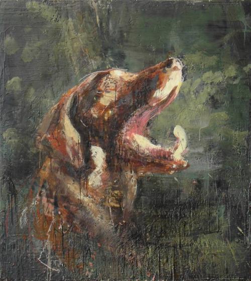 Tony Scherman,  Dog, 2004-2005. Encaustic on canvas, Gift of the artist. 2009-128 Winnipeg Free Press