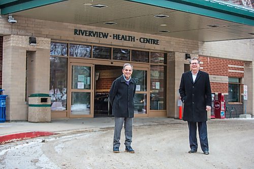 MIKAELA MACKENZIE / WINNIPEG FREE PRESS

Sheldon Mindell, executive director of Riverview (left), and Martin McGarry, CEO of Cushman & Wakefield Stevenson, pose for a portrait at Riverview Health Centre in Winnipeg on Friday, Dec. 18, 2020.  Cushman & Wakefield Stevenson is funding a fireworks display on the grounds on New Years Eve. For Doug story.

Winnipeg Free Press 2020