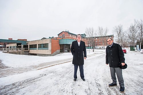 MIKAELA MACKENZIE / WINNIPEG FREE PRESS

Martin McGarry, CEO of Cushman & Wakefield Stevenson (left), and Sheldon Mindell, executive director of Riverview, pose for a portrait behind Riverview Health Centre (in the parking lot where the highest fireworks will be launched) in Winnipeg on Friday, Dec. 18, 2020.  Cushman & Wakefield Stevenson is funding a fireworks display on the grounds on New Years Eve. For Doug story.

Winnipeg Free Press 2020