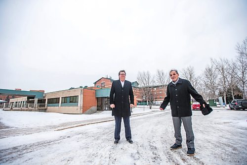 MIKAELA MACKENZIE / WINNIPEG FREE PRESS

Martin McGarry, CEO of Cushman & Wakefield Stevenson (left), and Sheldon Mindell, executive director of Riverview, pose for a portrait behind Riverview Health Centre (in the parking lot where the highest fireworks will be launched) in Winnipeg on Friday, Dec. 18, 2020.  Cushman & Wakefield Stevenson is funding a fireworks display on the grounds on New Years Eve. For Doug story.

Winnipeg Free Press 2020