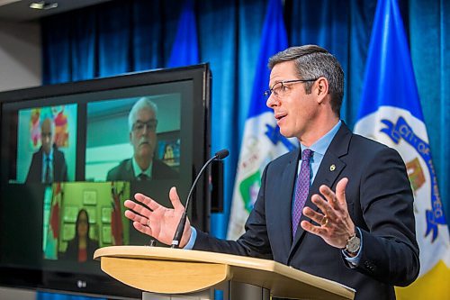 MIKAELA MACKENZIE / WINNIPEG FREE PRESS

Mayor Brian Bowman speaks about the Rapid Housing Initiative funding, along with provincial and federal government representatives attending virtually, at City Hall in Winnipeg on Friday, Dec. 18, 2020.  For Dylan Robertson story.

Winnipeg Free Press 2020