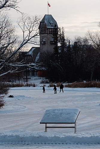 JESSE BOILY  / WINNIPEG FREE PRESS
A family skates on the freshly cleared ice at Assiniboine Park on Monday. Monday, Dec. 21, 2020.
Reporter:Standup