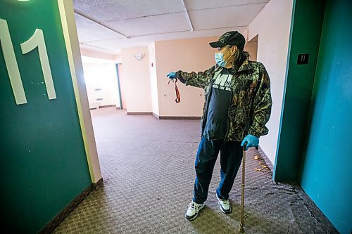 MIKAELA MACKENZIE / WINNIPEG FREE PRESS

Dave Comeau, who has moved in with his mother as he fears for her safety, shows the damage at St. Andrew's Place seniors (55+) residence in Winnipeg on Monday, Dec. 21, 2020. 

Winnipeg Free Press 2020