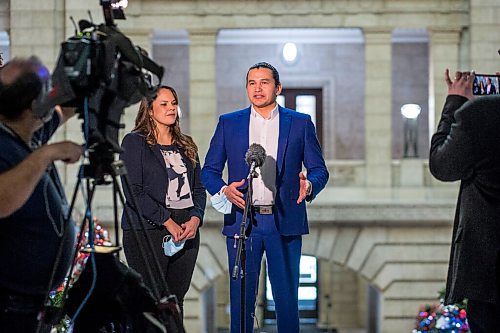 MIKAELA MACKENZIE / WINNIPEG FREE PRESS

NDP leader Wab Kinew and his wife, Lisa Kinew, give an end-of-year message to Manitobans at the Manitoba Legislative Building in Winnipeg on Tuesday, Dec. 22, 2020. 

Winnipeg Free Press 2020