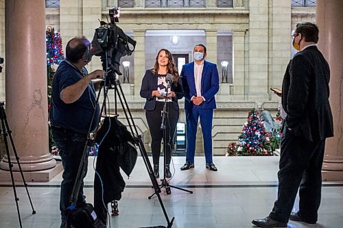 MIKAELA MACKENZIE / WINNIPEG FREE PRESS

Lisa Kinew and  her husband, NDP leader Wab Kinew, give an end-of-year message to Manitobans at the Manitoba Legislative Building in Winnipeg on Tuesday, Dec. 22, 2020. 

Winnipeg Free Press 2020