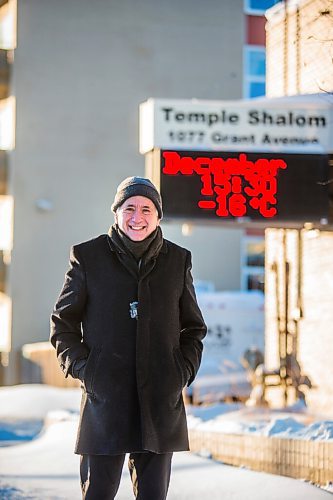 MIKAELA MACKENZIE / WINNIPEG FREE PRESS

Rabbi Allan Finkel poses for a portrait in front of Temple Shalom in Winnipeg on Wednesday, Dec. 23, 2020. He started doing shiva (the traditional Jewish mourning period) via Zoom, and found that it was a really meaningful experience for all those involved, albeit different than the in-person version. For Melissa Martin story.

Winnipeg Free Press 2020