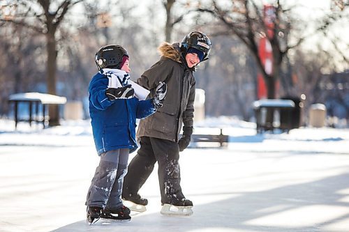 MIKAELA MACKENZIE / WINNIPEG FREE PRESS

Felix Mahe, five (front), and his brother, Samuel Mahe, eight, brave the cold to go skating for the first time this winter at The Forks in Winnipeg on Thursday, Dec. 24, 2020. The canopy rink and some of the trails at The Forks opened yesterday. Standup.

Winnipeg Free Press 2020