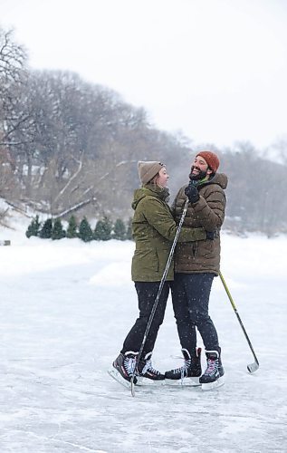 RUTH BONNEVILLE / WINNIPEG FREE PRESS

Local - Ice river fun

Newly engaged couple,  Erika Hoskins and Kerry Bosko have fun as they skate on the Assiniboine river rink created by river lot owners in the area Tuesday. They got engaged in October and have two wedding date options  but haven't had engagement photos taken yet.

Area residents expanded their skating rinks this year for their families and area residents to enjoy winter activities. 

Dec 29th,. 2020