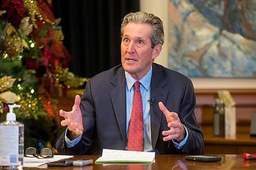 MIKAELA MACKENZIE / WINNIPEG FREE PRESS

Premier Brian Pallister chats with media in his office at the Manitoba Legislative Building on Wednesday, Dec. 30, 2020. For Larry Kusch story.

Winnipeg Free Press 2020