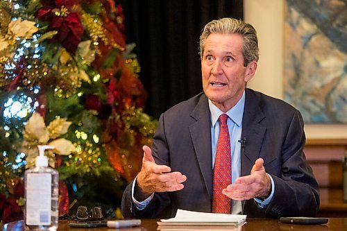 MIKAELA MACKENZIE / WINNIPEG FREE PRESS

Premier Brian Pallister chats with media in his office at the Manitoba Legislative Building on Wednesday, Dec. 30, 2020. For Larry Kusch story.

Winnipeg Free Press 2020