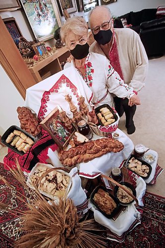 JOHN WOODS / WINNIPEG FREE PRESS
Oksana and Borys Shulakewych are photographed at their home with some of the traditional Ukrainian food which they will be packaging up and delivering to family for Ukrainian  Christmas Eve in Winnipeg Tuesday, January 5, 2021. 

Reporter: suderman