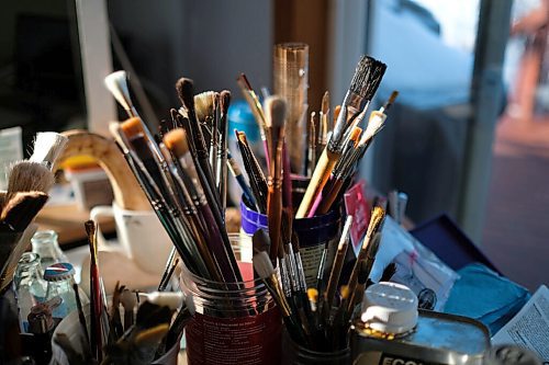 Daniel Crump / Winnipeg Free Press. Paint brushes in Chris Chuckrys home studio. Chuckry is a Winnipeg based artist who works with many different mediums. January 9, 2020.