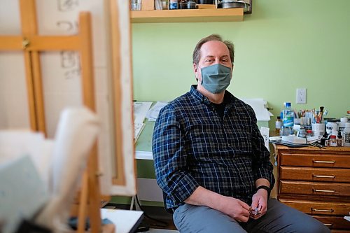 Daniel Crump / Winnipeg Free Press. Chris Chuckry in his home studio. Chuckry is a Winnipeg based artist who works with many different mediums. January 9, 2020.