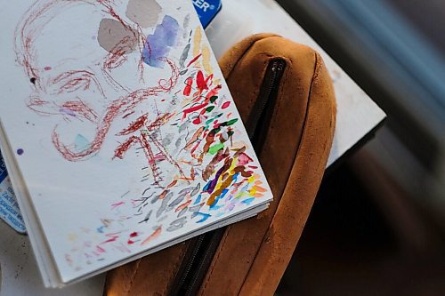 Daniel Crump / Winnipeg Free Press. A sketch pad on a desk in Chris Chuckrys home studio. Chuckry is a Winnipeg based artist who works with many different mediums. January 9, 2020.