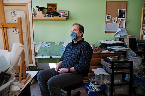 Daniel Crump / Winnipeg Free Press. Chris Chuckry in his home studio. Chuckry is a Winnipeg based artist who works with many different mediums. January 9, 2020.