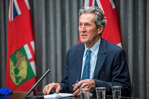 MIKAELA MACKENZIE / WINNIPEG FREE PRESS

Premier Brian Pallister announces new business supports at a press conference at the Manitoba Legislative Building in Winnipeg on Tuesday, Jan. 12, 2021. For Larry story.

Winnipeg Free Press 2020