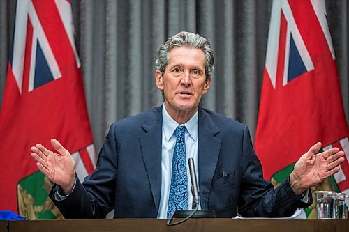 MIKAELA MACKENZIE / WINNIPEG FREE PRESS

Premier Brian Pallister announces new business supports at a press conference at the Manitoba Legislative Building in Winnipeg on Tuesday, Jan. 12, 2021. For Larry story.

Winnipeg Free Press 2020