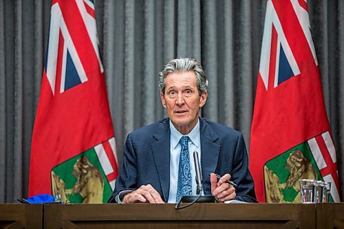 MIKAELA MACKENZIE / WINNIPEG FREE PRESS

Premier Brian Pallister announces new business supports at a press conference at the Manitoba Legislative Building in Winnipeg on Tuesday, Jan. 12, 2021. For Larry story.

Winnipeg Free Press 2020