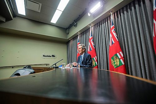 MIKAELA MACKENZIE / WINNIPEG FREE PRESS

Premier Brian Pallister announces new business supports at a press conference at the Manitoba Legislative Building in Winnipeg on Tuesday, Jan. 12, 2021. For Larry story.

Winnipeg Free Press 2020