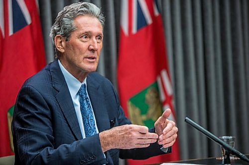 MIKAELA MACKENZIE / WINNIPEG FREE PRESS

Premier Brian Pallister announces new business supports at a press conference at the Manitoba Legislative Building in Winnipeg on Tuesday, Jan. 12, 2021. For Larry story.

Winnipeg Free Press 2020