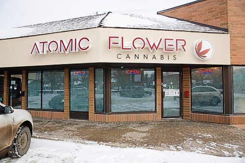 MIKE DEAL / WINNIPEG FREE PRESS
Atomic Flower (741 St.Mary's Road) co-owners (from left): Peter Slupski, Gabriel Fortin-Barbier and Joel Lafond. 
The province has seen dramatic growth in cannabis stores following the phased-growth of provincial regulations. (The number of stores has doubled in the last 6 months to about 60.) Atomic Flower just opened last week and is being run by three guys who have been wanting to open a shop since legalization.
210115 - Friday, January 15, 2021.