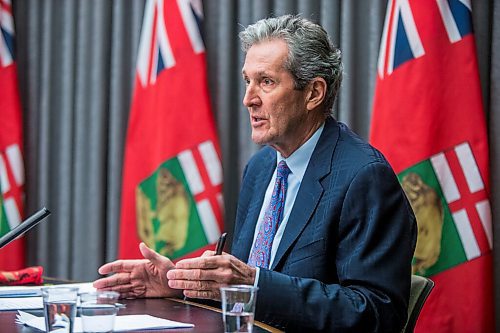 MIKAELA MACKENZIE / WINNIPEG FREE PRESS

Premier Brian Pallister speaks at a press conference at the Manitoba Legislative Building in Winnipeg on Friday, Jan. 15, 2021.  For Carol Sanders story.

Winnipeg Free Press 2021